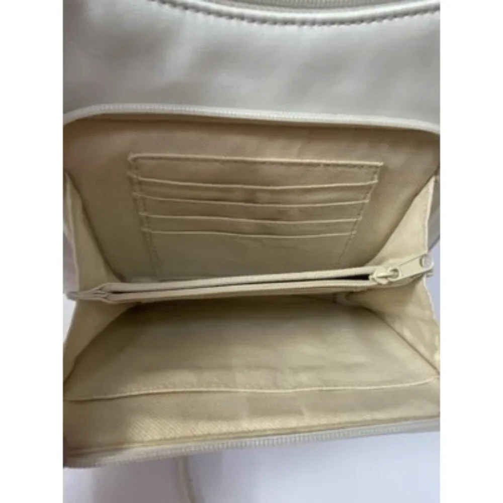 Liz Claiborne White Zipper Closure Handbag 2 Shoulder Strap Built In Wallet READ - Picture 7 of 16